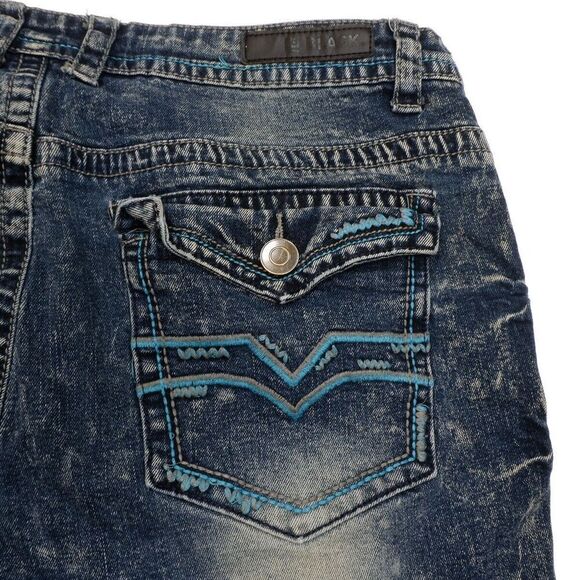 CJ Black Mens Relaxed Straight Flex Jeans 36x32 Actual 35x28 Distressed Blue - Picture 9 of 11